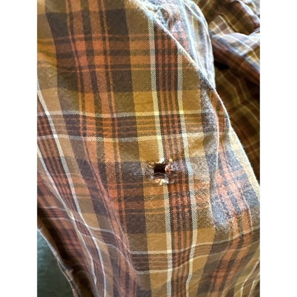 Carhartt Mens XL Plaid Button‎ Down Shirt Brown Orange Long Sleeve S153DKB 2007 - Picture 7 of 8